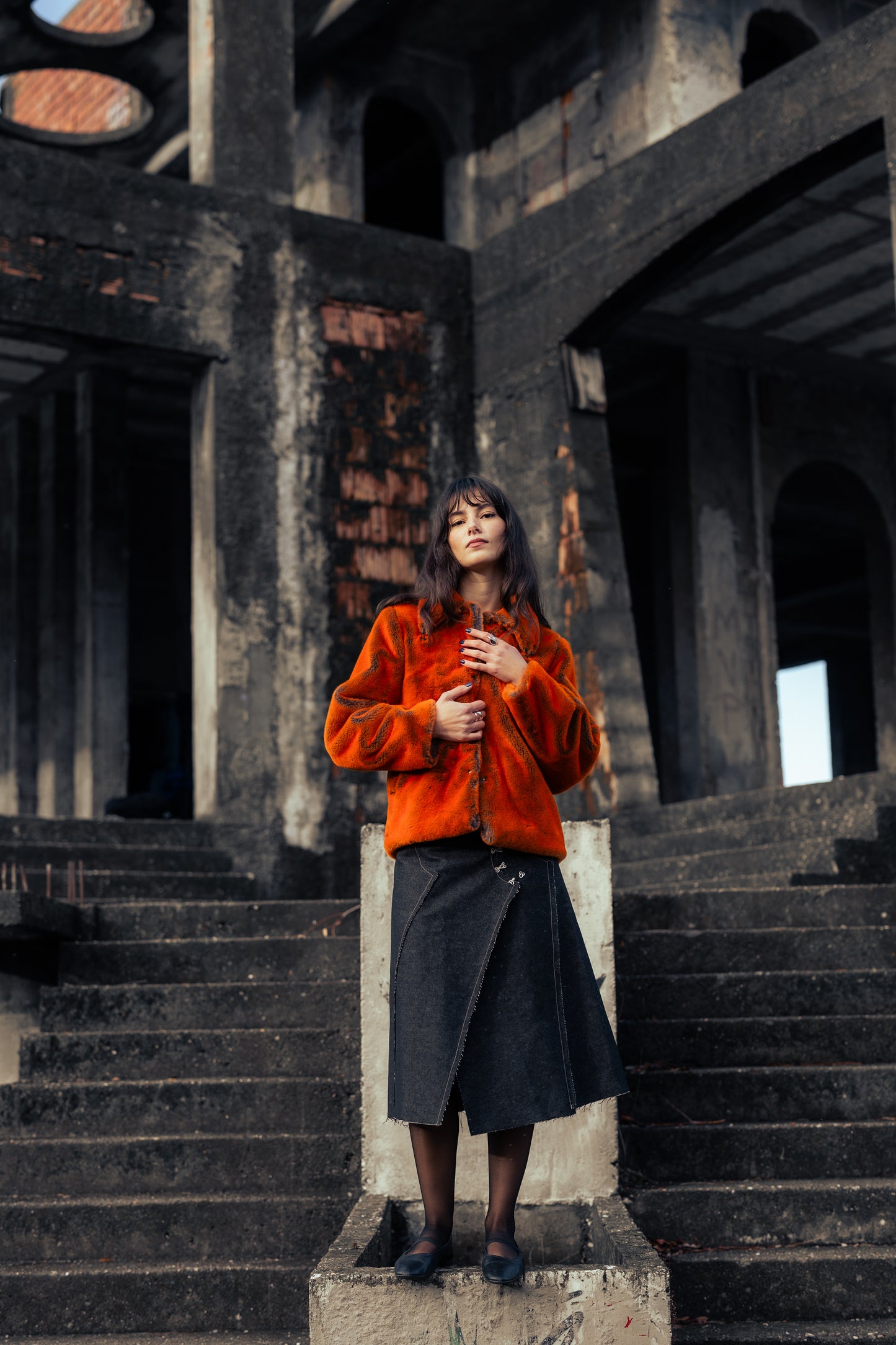 Orange Faux Fur Jacket