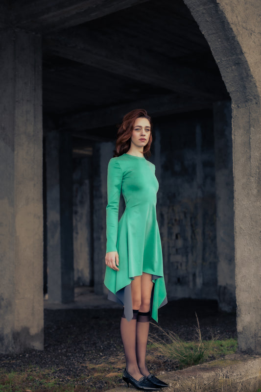 Green Asymmetrical Dress